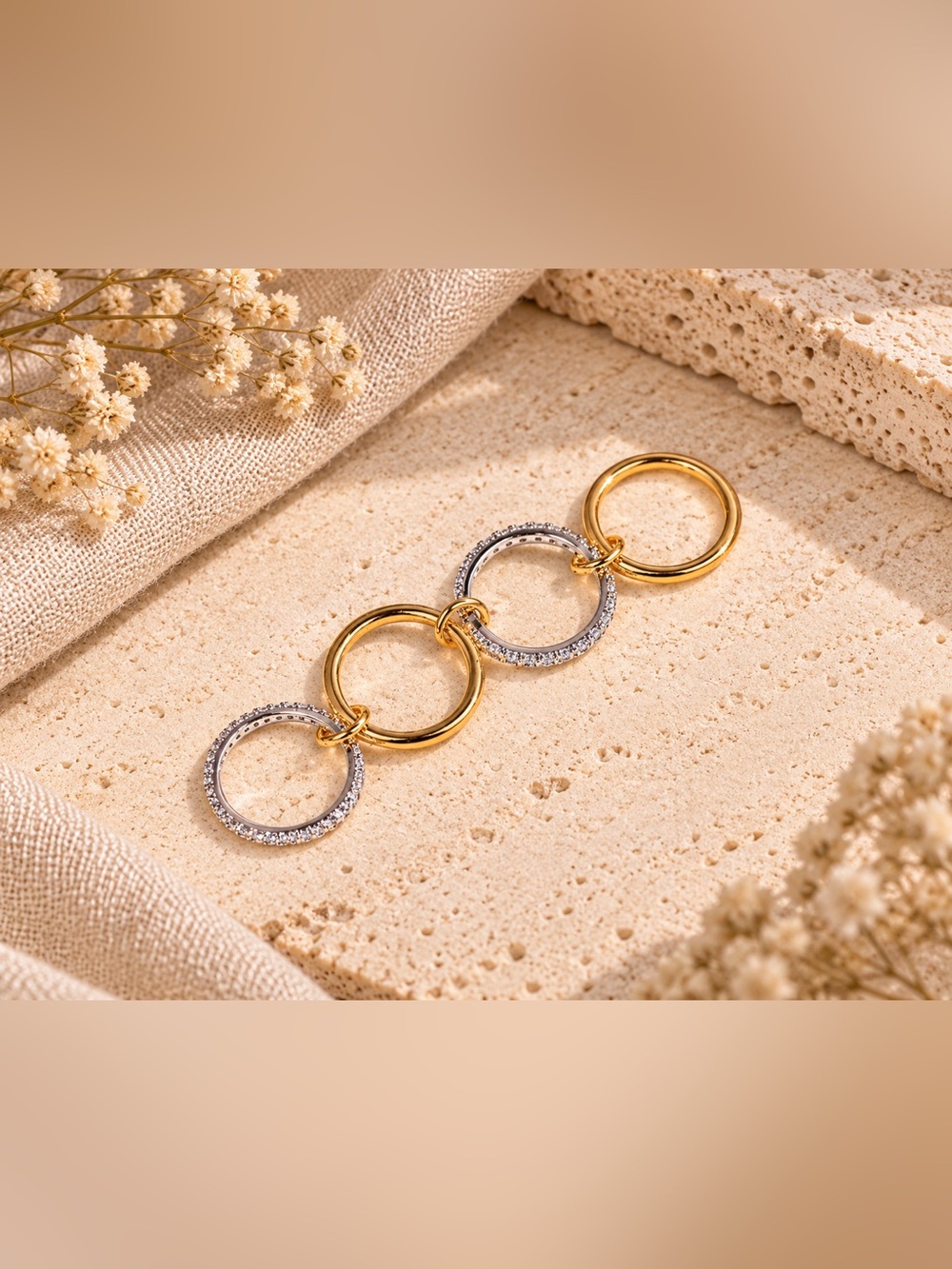 Gold and Silver Linked Circle Bracelet - Elegant Women's Jewelry